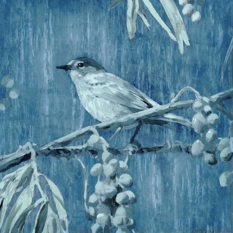 Denim Songbird I Black Modern Wood Framed Art Print with Double Matting by Selkirk, Edward