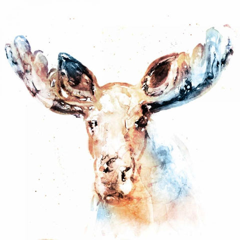 Watercolour Moose Black Modern Wood Framed Art Print by Selkirk, Edward