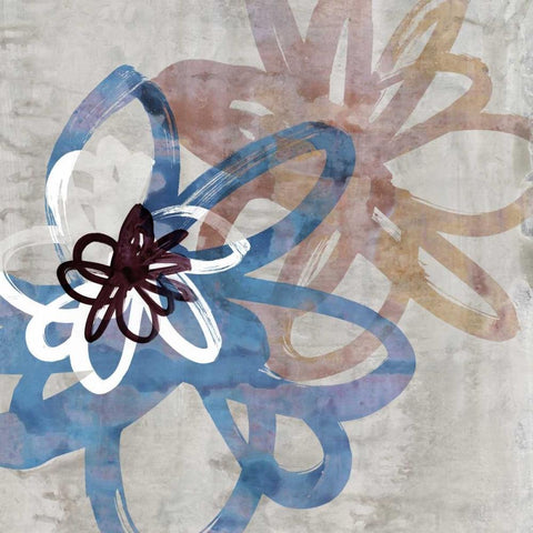 Scribbled Floral I Black Modern Wood Framed Art Print with Double Matting by Selkirk, Edward