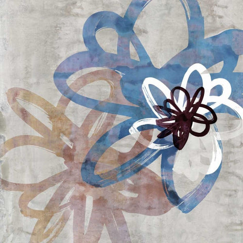 Scribbled Floral II Black Modern Wood Framed Art Print with Double Matting by Selkirk, Edward