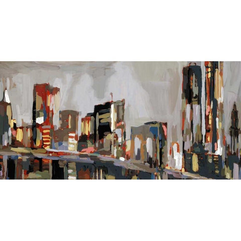 Manhattan Nights  White Modern Wood Framed Art Print by Selkirk, Edward