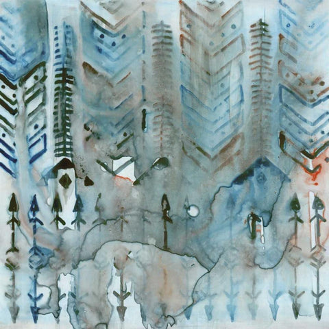 Mezzoteal II White Modern Wood Framed Art Print with Double Matting by Selkirk, Edward