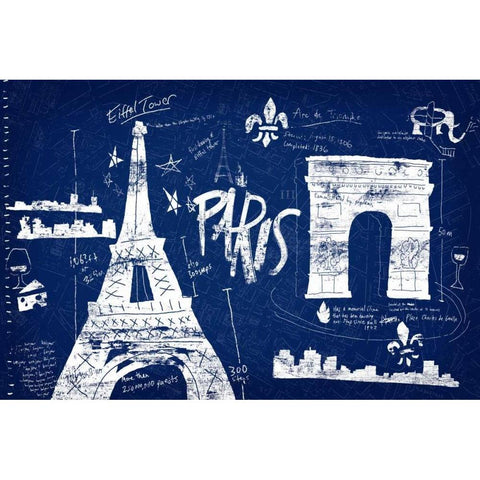 Paris Blue White Modern Wood Framed Art Print by Selkirk, Edward