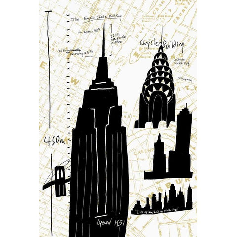 NY Deco I Black Modern Wood Framed Art Print by Selkirk, Edward