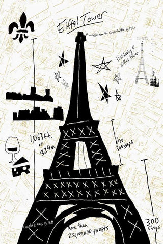 Paris Gold I Black Ornate Wood Framed Art Print with Double Matting by Selkirk, Edward