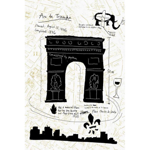 Paris Gold II Black Modern Wood Framed Art Print with Double Matting by Selkirk, Edward