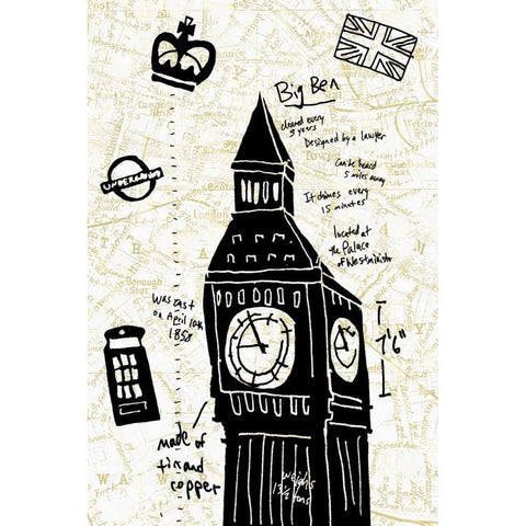 London Gold II Black Modern Wood Framed Art Print by Selkirk, Edward