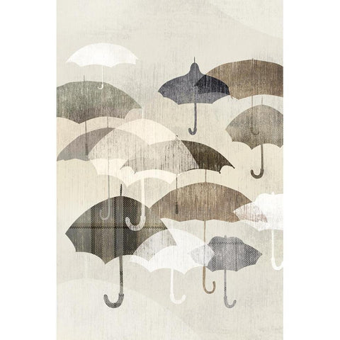 Umbrella Rain I White Modern Wood Framed Art Print by Selkirk, Edward