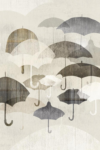 Umbrella Rain II White Modern Wood Framed Art Print with Double Matting by Selkirk, Edward