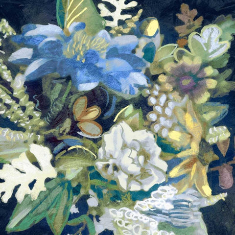 Bouquet II Black Ornate Wood Framed Art Print with Double Matting by Selkirk, Edward