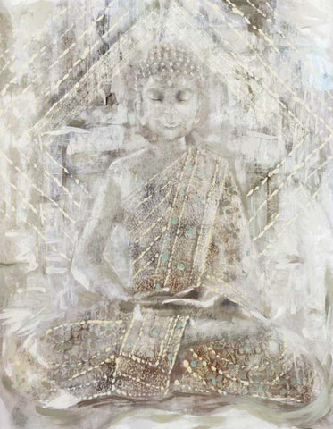 Ivory Buddha White Modern Wood Framed Art Print with Double Matting by Selkirk, Edward