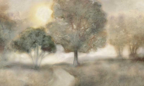 Foggy Field White Modern Wood Framed Art Print with Double Matting by Selkirk, Edward