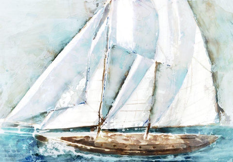Big Bad Sailboat White Modern Wood Framed Art Print with Double Matting by Selkirk, Edward