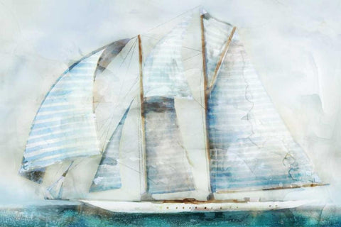 Sailboat Blues White Modern Wood Framed Art Print with Double Matting by Selkirk, Edward