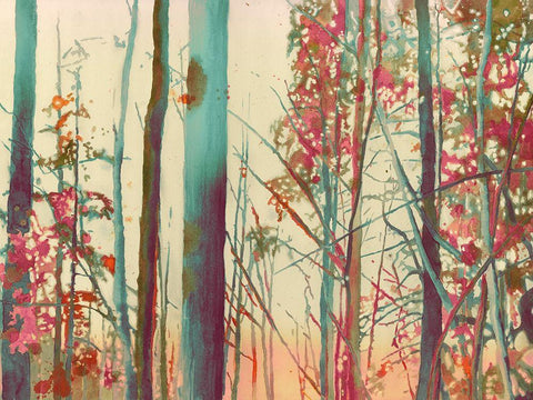 Pink Arborescences White Modern Wood Framed Art Print with Double Matting by Pellisier, Sandrine