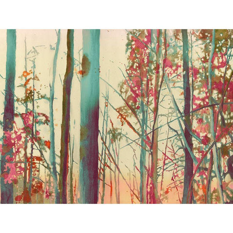 Pink Arborescences Black Modern Wood Framed Art Print with Double Matting by Pellisier, Sandrine
