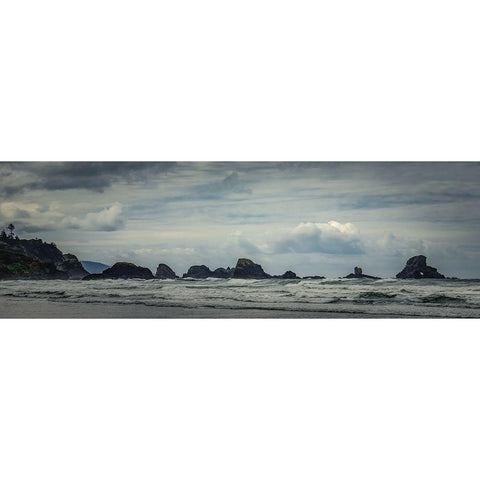 Stacked Along the Coast  White Modern Wood Framed Art Print by Schwartz, Don