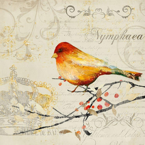 Sing Song Bird II Black Modern Wood Framed Art Print with Double Matting by Theodosiou, Matina