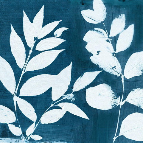 Indigo Leaf II  Black Modern Wood Framed Art Print by Theodosiou, Matina