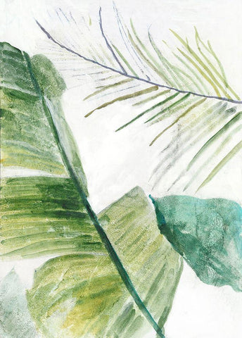 Tropical Greenary II White Modern Wood Framed Art Print with Double Matting by Theodosiou, Matina