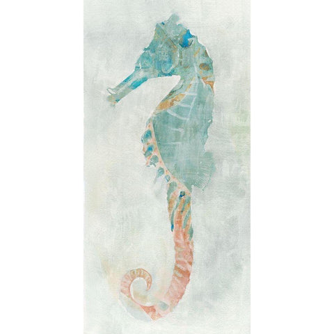 Blue Seahorse I  Gold Ornate Wood Framed Art Print with Double Matting by Stellar Design Studio