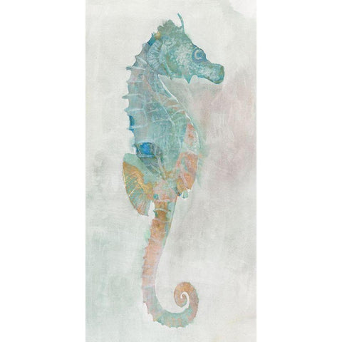 Blue Seahorse II Gold Ornate Wood Framed Art Print with Double Matting by Stellar Design Studio