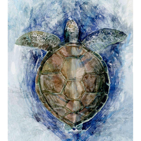 Swimming Sea TurtleÂ  White Modern Wood Framed Art Print by Stellar Design Studio