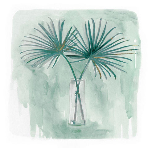 Green Tropical Vase IIÂ  White Modern Wood Framed Art Print by Stellar Design Studio