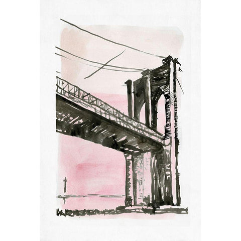 New York Bridge I  White Modern Wood Framed Art Print by Stellar Design Studio