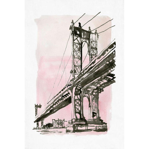 New York Bridge II Gold Ornate Wood Framed Art Print with Double Matting by Stellar Design Studio