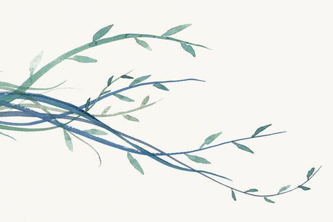 Green vine Branches I  Black Ornate Wood Framed Art Print with Double Matting by J:L Design