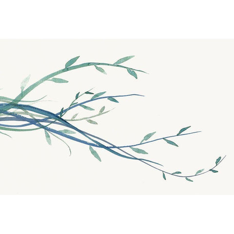 Green vine Branches I  Black Modern Wood Framed Art Print by J:L Design