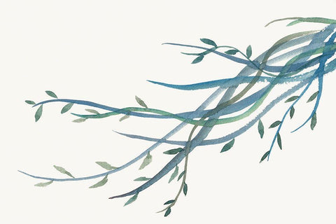 Green vine Branches II Black Ornate Wood Framed Art Print with Double Matting by J:L Design
