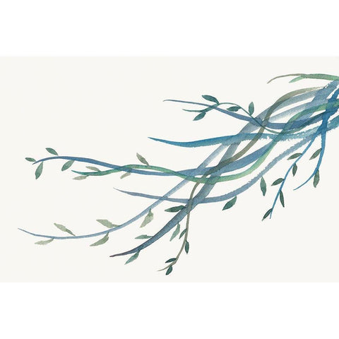 Green vine Branches II Gold Ornate Wood Framed Art Print with Double Matting by J:L Design