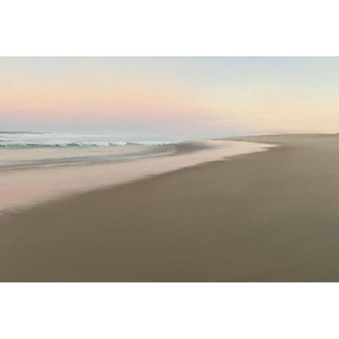 Soft Beach Embrace  Black Modern Wood Framed Art Print with Double Matting by J:L Design