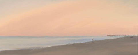 Sunset Beach Embrace  Black Ornate Wood Framed Art Print with Double Matting by J:L Design