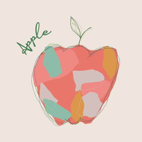 Fresh Apple White Modern Wood Framed Art Print with Double Matting by J:L Design