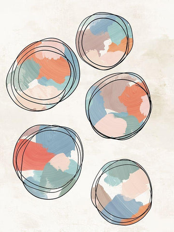 Little Orbs I  Black Ornate Wood Framed Art Print with Double Matting by J:L Design