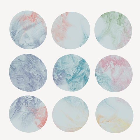 Pastel Dipped Circles I  Black Modern Wood Framed Art Print with Double Matting by J:L Design