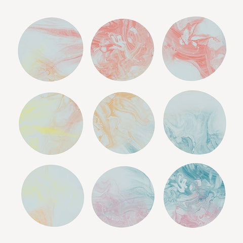 Pastel Dipped Circles II Black Modern Wood Framed Art Print by J:L Design
