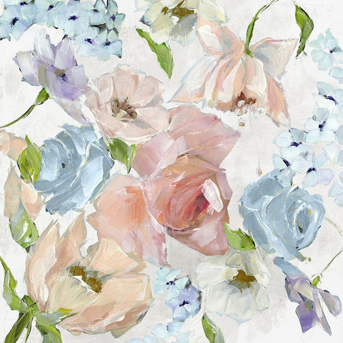 Navy Floral Neutral Version  Black Modern Wood Framed Art Print by Pepe, Susan