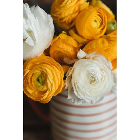 Yellow Flowers in Vase  Gold Ornate Wood Framed Art Print with Double Matting by Victoria, Chelsea