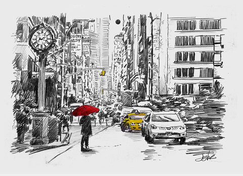 One Day of the City Black Ornate Wood Framed Art Print with Double Matting by Jover, Loui