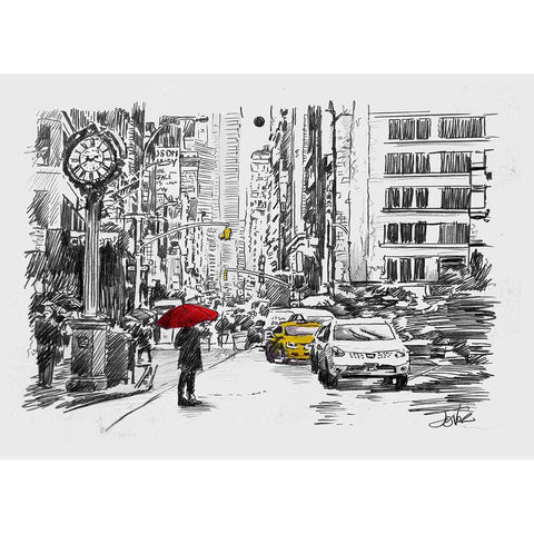 One Day of the City White Modern Wood Framed Art Print by Jover, Loui