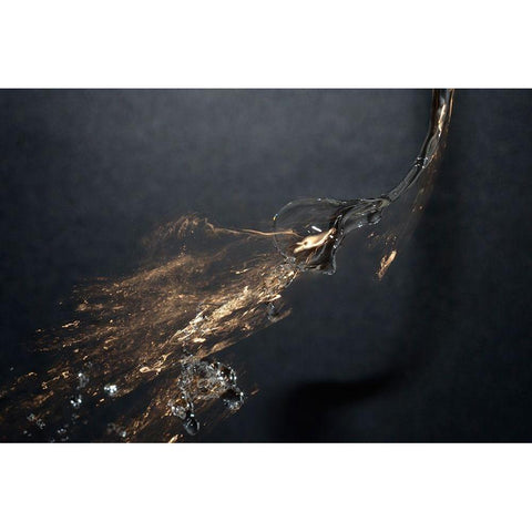 Gold Water Bubble Black Modern Wood Framed Art Print by Stahl, David