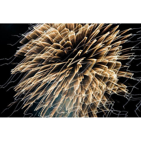 Gold Crazy Lines  Black Modern Wood Framed Art Print with Double Matting by Stahl, David