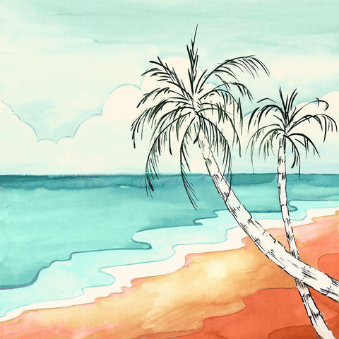 Tropical Beach  Black Modern Wood Framed Art Print with Double Matting by Mavis, Luna