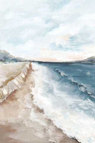 Walk on Beach II White Modern Wood Framed Art Print with Double Matting by Mavis, Luna