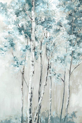 Blue Birch Forest  Black Ornate Wood Framed Art Print with Double Matting by Mavis, Luna