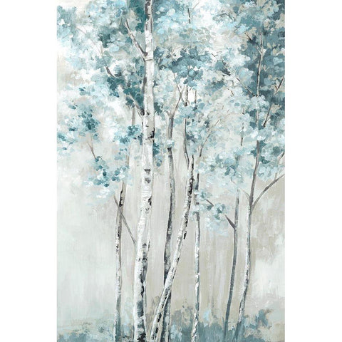Blue Birch Forest  Black Modern Wood Framed Art Print with Double Matting by Mavis, Luna